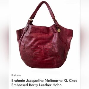 Authentic Brahmin Leather Red Croc XL Hobo Tote Purse EUC!